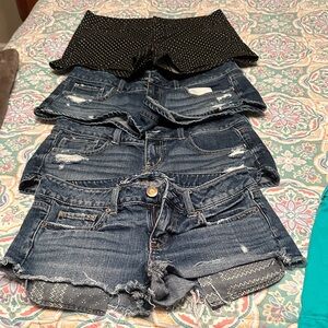 American Eagle Outfitters Black and Blue Women Shorts